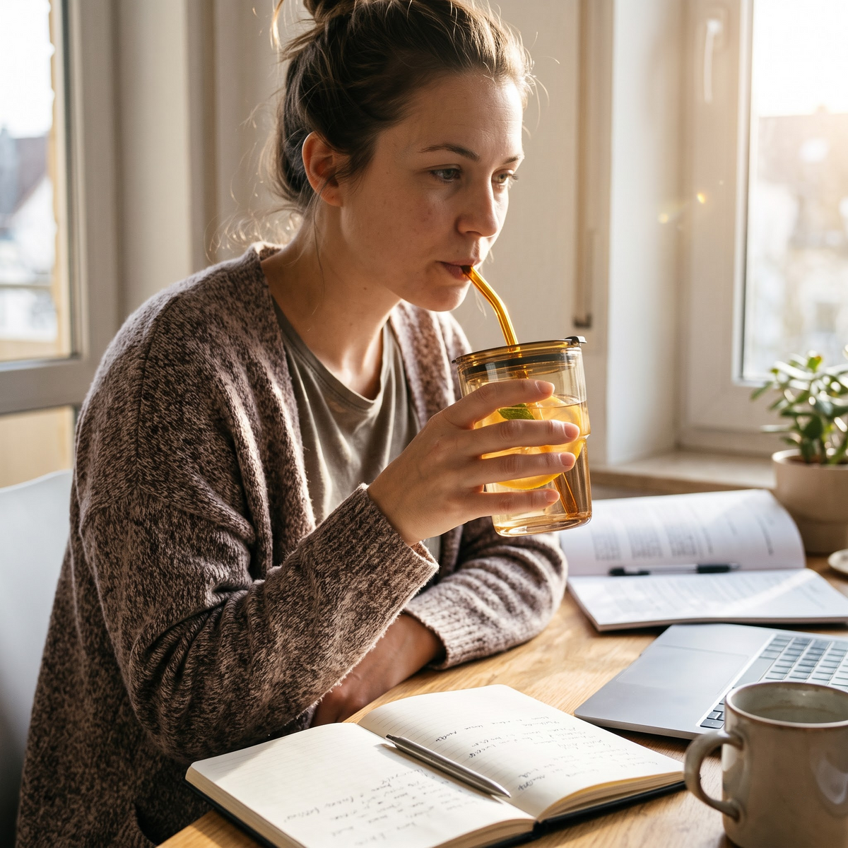Reusable Glass Tumbler with Lid and Straw