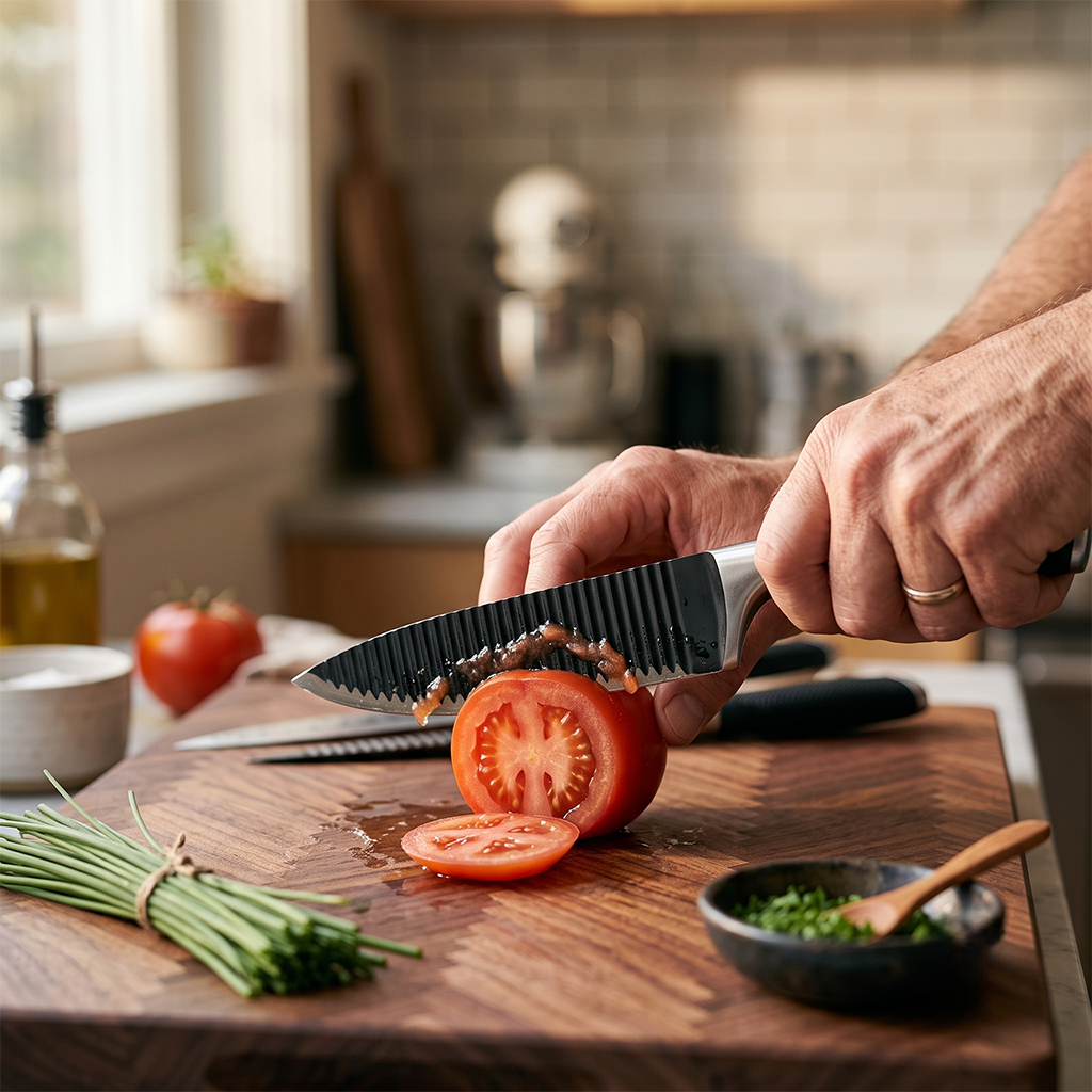 MasterChef Premium Matte Black Knife & Wooden Board Set