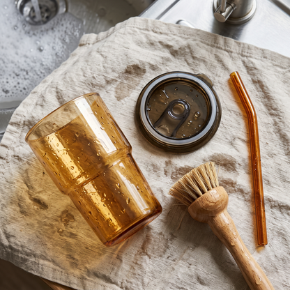 Reusable Glass Tumbler with Lid and Straw
