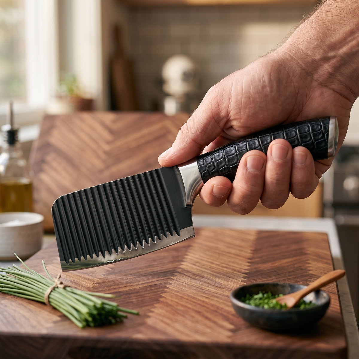 MasterChef Premium Matte Black Knife & Wooden Board Set