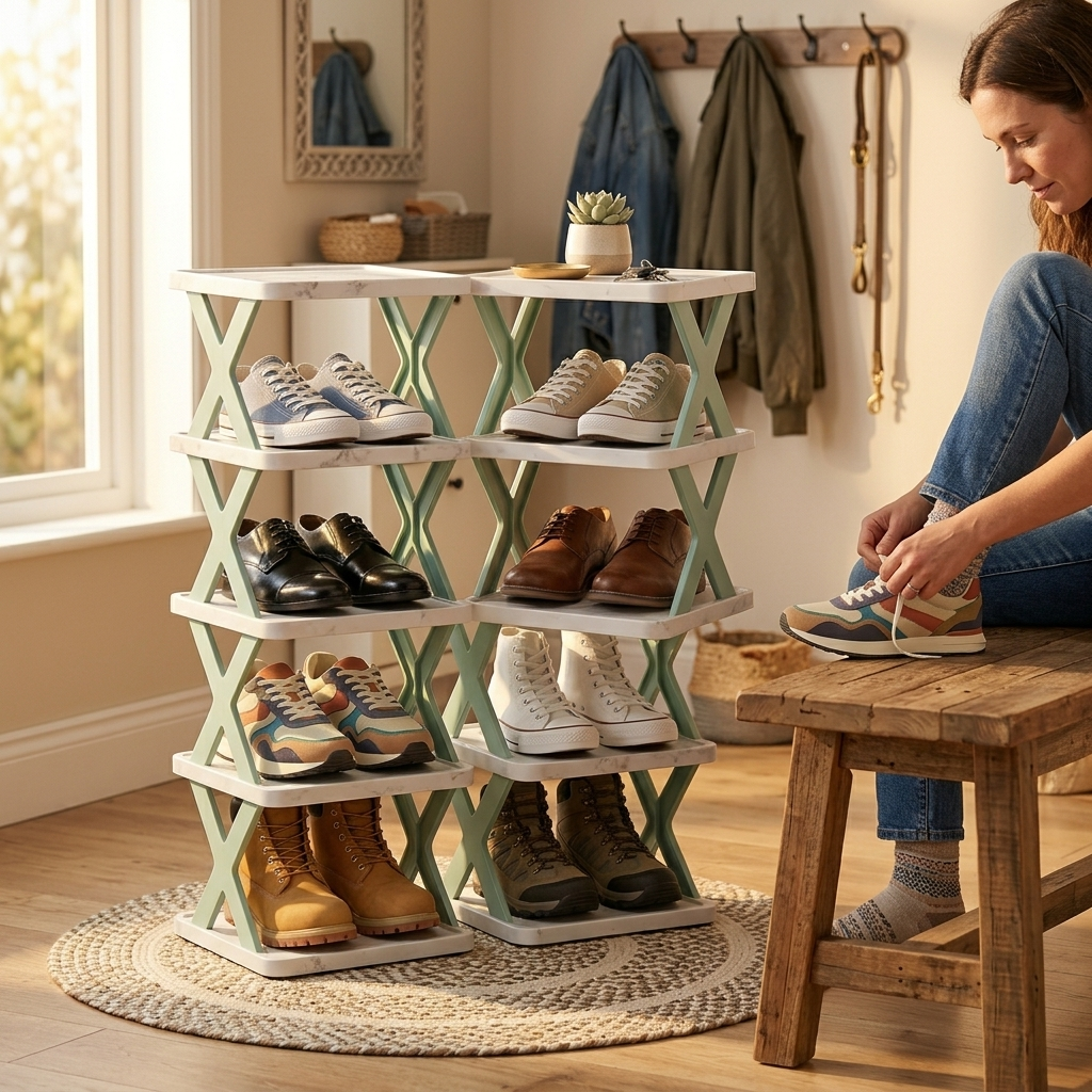 6-Tier Foldable Shoe Rack & Storage Organizer